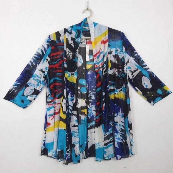 Step In Style Sweaters - Step In Style Lightweight Cardigan XL Abstract Artsy Grunge Sheer Maximalist